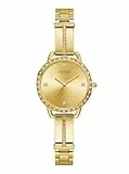 Guess Damen Armbanduhr Bellini mit goldfarbenem Edelstahlarmband, 3 Bar, Gehäusedurchmesser: 30 mm, GW0022L2