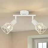 FORCOSO Deckenstrahler Schwenkbar 350°, Spots Deckenleuchte 2 Flammig Metall Deckenlampe Strahler, E14 Industrial Deckenspots, Vintage Decke Küchenlampe Küche Wohnzimmer schlafzimmer Flur Lampe Weiß