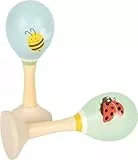 small Foot Maracas Kleine Freunde aus Holz, hochwertige Rasselinstrumente mit kindgerechten Tiermotiven, für Babys und Kleinkinder, 12726