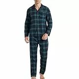 LANBAOSI Herren Zweiteiliger Schlafanzug Set Lang Hose Oberteil Pyjama Baumwolle Polybaumwolle Winter Langarm Shirt & Schlafanzughose Karierte Pyjamahose