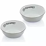 Petromax Emaille Schalen 2er Set weiß (500 ml), Leicht, robust und stoßsicher, Edelstahlrand für Hygiene, Kratzfest und pflegeleicht, Perfekt für Camping und Outdoor