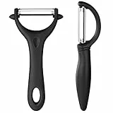 AUAUY 2PCS Universalschäler Sparschäler, Universalschäler Edelstahl Set, Kartoffelschäler Spargelschäler, Multifunktion Y-Förmig Gemüseschäler, Zweischneidige Schäler für Karotten Gemüse (Schwarz)