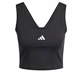 adidas Damen Essentials SMALL Logo Cotton Lifestyle Tank, Black/White, M