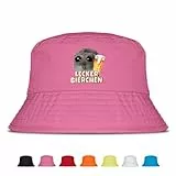 Prozente Momente Lecker Bierchen - Lustiger Fischerhut – Der perfekte Sonnenhut für Herren & Damen – Ideal als Malle-Outfit, Party-Accessoire & Festival-Eimerhut für den Strand | Farbe Pink