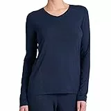Schiesser Damen Schlafshirt Langarm Modal - Mix + Relax Pyjamaoberteil, Blau_175477, 42 EU
