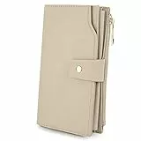 UTO Geldbörse Damen RFID Blocking große Kapazität Vegan Leder Clutch Wallet 21 Card Slots Halter Organizer Damen Veganrse mit Beige