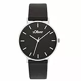 s.Oliver Armbanduhr Damen Quarzuhr Analog, mit Leder Armband, Silber, 3 bar Wasserdicht, Kommt in Uhren Geschenk Box, 2033485