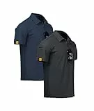 JACKETOWN 2er-Pack-Poloshirt Herren Kurzarm Schnelltrocknend Atmungsaktives Polo Shirt Sommer Tshirt Männer Knopfleiste Casual Sport Shirt Basic Regular Fit Golf Polohemd(Dunkelgrau+Marineblau-L)