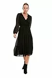 TRENDYOL Damen Trendyol Woman Midi A-line V-hals geweven jurk Dress, Schwarz, 40 EU
