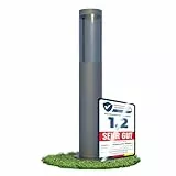 linovum BOSEA-A Wegeleuchte Außen E27 Fassung, Höhe 50 cm - Pollerleuchte aus Edelstahl mit Kunststoff Rauchglas Gartenlampe stehend