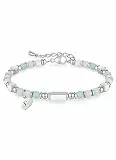 HAYOUWAY Charm Naturstein Armband Damen Mädchen mit Buchstaben Geschenke für Frauen Mädchen Beste Freundin Geburtstag, Edelstein Perlenarmband Damen Geschenke für Mädchen (Grün S)