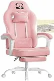 WOLTU Gaming Stuhl mit Taschenfederkissen, Gaming Sessel 150 kg Belastbarkeit, ergonomischer Drehstuhl, Gamer Stuhl mit Kopfkissen, Lendenkissen, Fußstütze, Netzstoff, Rosa