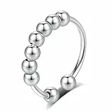 INFUSEU Anti Stress Ringe, Fidget Angstring Ringe Verstellbar Bead Einstellbare Spinner Worry Schmuck Anxiety Ring Geschenk für Frauen Damen Mädchen