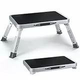 Tritthocker Klappbar, 3-Stufig Höhenverstellbarer Klapptritt, Trittstufe Klappbar mit Rutschfester Plattform, Klapphocker Faltbar Bis 150 kg, Tragbare Leiter für Erwachsene, Küche, Büro, Haus