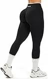 JOYSPELS Sport Scrunch Leggings Damen, High Waist Blickdicht Gym Sporthose Lang Yogahose Po Push Up Seamless Sportleggins (Schwarz,S)