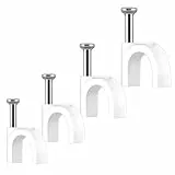 Kabelschelle Nagelschellen,400 stück Kabelhalter Mit Eingestecktem Nagel Halterungen Kabelbefestigung Für Starkstromkabel 4 Weiß Größen 5/6/8/10 mm Steckdosenleiste Wandmontage