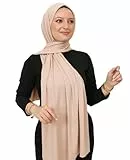 Prien Hijab Kopftuch Für Damen, Frauen Schal Kleider, Modern Kopftücher Weicher Jersey, Muslim Kleid Türkisch Premium Gebetskopftuch, Umrah Geschenk, Hijab Set (Beige)
