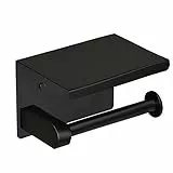 Toilettenpapierhalter Schwarz, Toilettenpapierhalter mit Ablage Edelstahl Glänzend Toilettenpapierhalter Ohne Bohren oder Bohren Zwei Installationsmethoden Badezimmer Zubehör