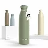 LARS NYSØM Edelstahl Trinkflasche 350ml, 500ml, 750ml, 1L, 1 5 liter | Thermosflasche Kohlensäure geeignet | Auslaufsichere Wasserflasche für Sport, Outdoor, Schule (Sage Green, 500ml)