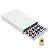 INTIRILIFE Aufbewahrungsschublade für 50 Kaffeekapseln- Kompatibel mit Nespresso Kapseln -38.2 x 23.2 x 5,6 cm- Kapselhalter Schubfach Schubkasten Aufbewahrungsbox in Weiß Kaffee Kapselmaschine