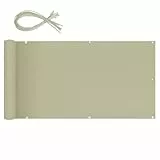 Sekey Balkon Sichtschutz Balkonabdeckung 90x300cm, Balkonsichtschutz Balkonverkleidung Oxford mit Nylon Kabelbinder, Blickdicht Wasserdicht Windschutz, Taupe