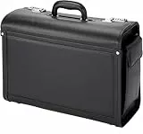 Alassio 45028 - Pilotenkoffer GENOVA, aus strapazierfähigem Lederimitat, ca. 46 x 35 x 20,5 cm, schwarz