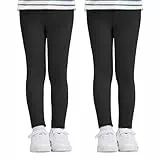 AMIYOYO 2er Pack Mädchen Leggings High Waist Lang Sportsleggins Weiche Sport Leggings Elastisch Fitness Hose Bequem Tanzhose Basic für Kinder