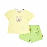 Steiff Set Shorts mit T-Shirt Kurzarm EU Größe 62 Wax Yellow, Sommerhose kombiniert mit einem Kurzarm Shirt für jeden Anlass, lockere Bequeme Passform