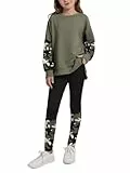 Naiyafly Mädchenkleidungs-Set, Trainingsanzug, langärmelig, bedruckt, Sweatshirt und Sweathose, Leggings, Loungewear, Activewear für Herbst und Winter, 2-teiliges Outfit für Teenager-Mädchen, 6–13