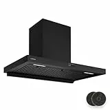 Klarstein AeroClean Dunstabzugshaube - 90 cm Wandhaube, Boost-Modus 721 m³/h, A++ Energieeffizienz, LED-Beleuchtung 3800-4200 K, Drucktasten, Schwarz, Abluft & Umluft