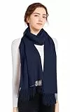 ELF KUCKUCK Schal Damen Winter Baumwolle Winterschal Pashmina, Geschenke für Frauen Freundin Mama, Marine