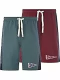 Jan Vanderstorm Herren Doppelpack Jogginghose Haral im Set, Sweat-Hose aus 100% Baumwolle, Kurze Shorts mit Taschen, Trainingshose ist erhältlich in großen Größen L-7XL Dunkelrot, 3XL (XXXL) - 64/66