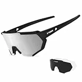 X-TIGER Radbrille Polarized Sonnenbrille Tr90 Superlight Frame mit 3 oder 5 Wechselgläsern UV400-Schutz für Herren und Damen,zum Radfahren Skifahren Autofahren Fischen Laufen Wandern Sport