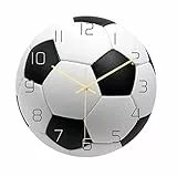 WINOMO Wand Fußball Uhr Fußball Wanduhr Sport Fußball Ball Druck Runde Acryl Wanduhr Schweigen Nicht Tickt Kunst Malerei für Kinder Schlafzimmer Wohnzimmer Büro Schule Wohnkultur Keine
