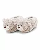 NICI Hausschuhe Bär Finni Gr. 40-43 (L) - grau - Warme Kuscheltier Hausschuhe für Jungen und Mädchen, Tier-Schuhe mit Anti-Rutsch Sohle, Slippers | 62333