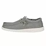HEYDUDE Wally Canvas Herren - Slip on Schuhe - Mokassin Stil, Light Grey, 43