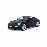 BBURAGO Porsche 911 Carrera S: Modellauto im Maßstab 1:24, Türen und Motorhaube beweglich, 20 cm, schwarz (18-21065B)