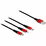 Delock 85891 CABLE USB 0,3 M 2.0 USB A USB C/MICRO-USB B/LIGHTNING NEGRO, ROJO