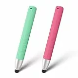 Vancle 2 Stück Tablet Stift für Kinder,Kinderfreundliche Stylus Stifte für Touchscreens,für alle iOS und Android Handys Tablets,Kindle,iPad,iPhone(Hellgrün/Rosa)