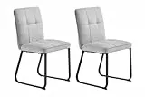 byLIVING Esszimmerstuhl 2er Set TALEA / 2X Küchenstuhl/Webstoff hellgrau/Gestell Metall schwarz pulverbeschichtet/Esszimmerstuhl/Wohnzimmerstuhl/bis 120 kg/B 46, H 86, T 55 cm