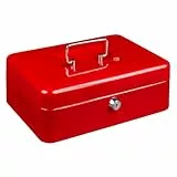 Burg-Wächter Geldkassette abschließbar mit Schlüssel und Hartgeldeinsatz, Stahlblech, Money 5025, Rot