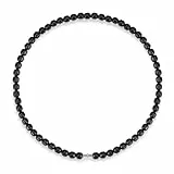 Power Ionics Schwarzer Turmalin Choker Kette Damen - Boho Kette Mit Magnetverschluss - Handmade Aus Tourmaline - Elegante Schwarze Halskette, passend für 50cm Größe, elastisch