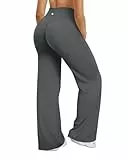 OQQ Damen Leggings Schlaghose Hohe Taille Elastische Flared Freizeit Yoga Leggings für Damen Dunkelgrau