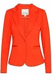 ICHI IHKATE Damen Blazer Jackenblazer Anzugsjacke mit 1-Knopf-Form Stretch Reverskragen Paspeltaschen Slim fit, Größe:S, Farbe:Orange.com (181561)