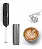 Milchaufschäumer Stab/Milchschäumer Elektrisch tragbarer mit Cover Getränkemixer Kaffeebesen batteriebetriebener für Latte, Matcha-Tee, Cappuccino