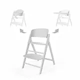 CYBEX Gold CLICK & FOLD Hochstuhl 3in1-Set, Mitwachsend, 6 Monate - 99 Jahre, Verwendbar ab Geburt durch separates Gold Bouncer Nest, Inkl. Baby-Set und Tablett, Buchenholz/Kunststoff, All White