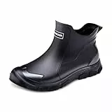LCpddajlspig Gummistiefel Herren, Gummistiefel Kurz Herren Extra Weit Regenstiefel Weitschaft Stiefel Gartenstiefel rutschfeste Angelstiefel Gummischuhe Waterproof Regenschuhe Boots Leder Schwarz 48