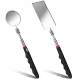 Jeesblsy Teleskop Inspektionsspiegel 2 Stück, Auto Telescoping Inspection Mirror mit Verlängertem Griff für Beobachtung Überprüfung Fahrzeugzustands (Quadratisch, Rund)