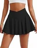 PINSPARK Rock mit Hose Damen Tennisrock Hohe Taille Kurz Sommerrock Outdoor Minirock Laufen Jogging Sportrock Golf Tennis Faltenrock Festival Rock Schwarz S
