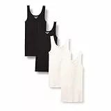 Amazon Essentials Damen Tanktop schlanke Passform, 4er-Pack, Schwarz/Weiß, S
